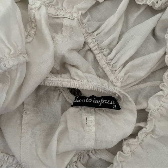 White Cutout Open Back Linen Mini Dress, XS - Picture 6 of 9